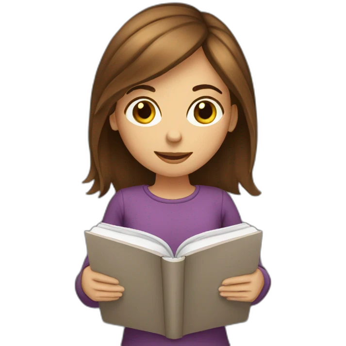 brown-medium-hair-girl-reading-a-book emoji