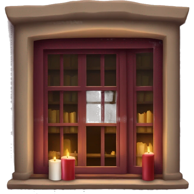 Books and candles entering for a window burgundy emoji