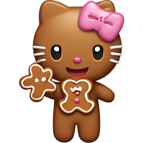 Hello kitty holding a gingerbread man emoji