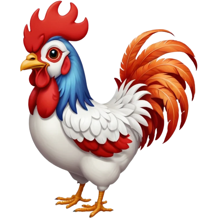 Biało czerwony kogut który się cieszy i mówi GG emoji