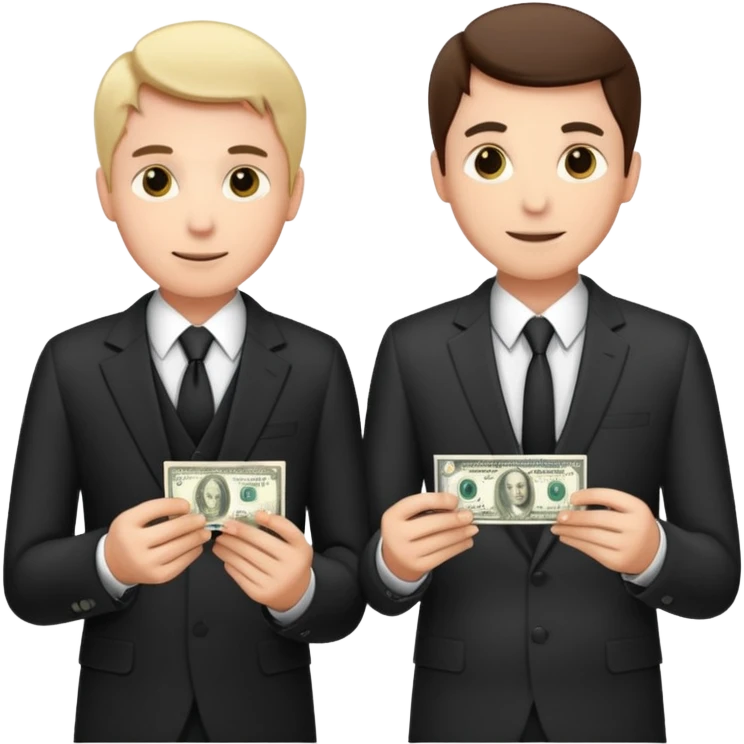 Two men in suits handing over money emoji