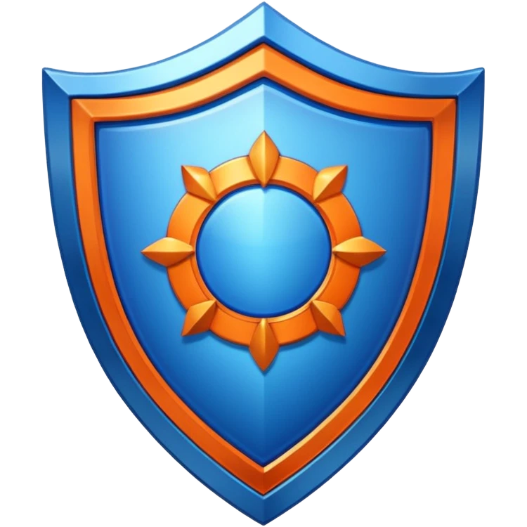 glitter blue and orange shield emoji