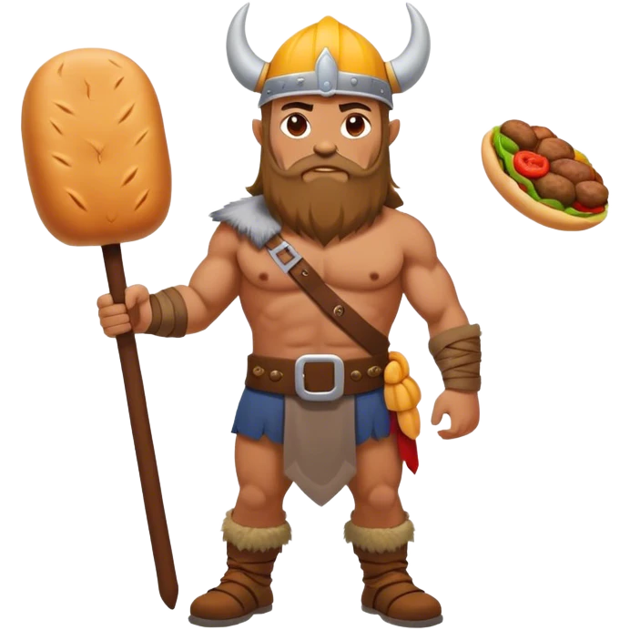 road builder full body as a viking with big kebab emoji