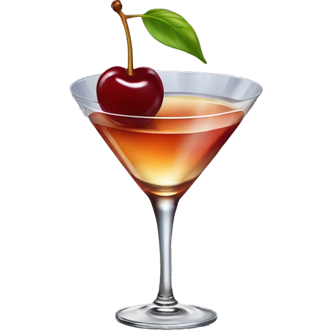 manhattan cocktail with a cherry in a pick place on the glass emoji