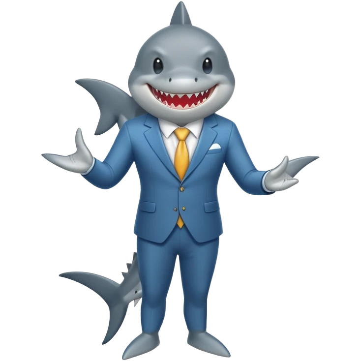 anthropomorphised shark walking upright emoji