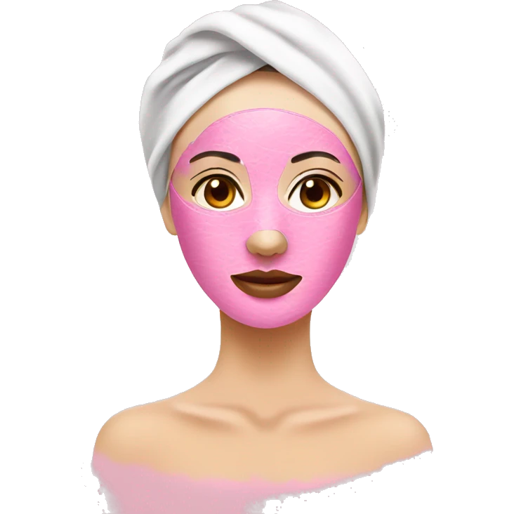 Lady with pink face mask spa beauty full face relaxing emoji