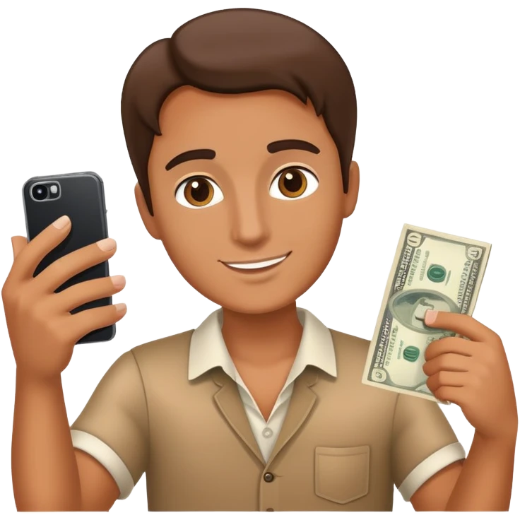  money in one hand and phone selfie  emoji