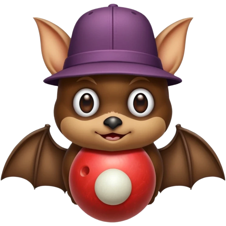 Bat wearing a bowling hat emoji