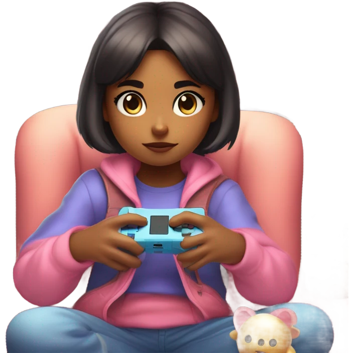 Girl playing a Kirby game  emoji