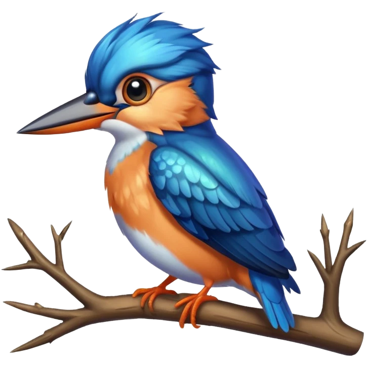 cute kingfisher bird with big eyes emoji