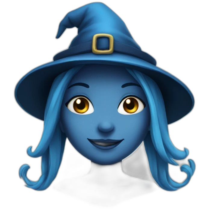 girl face witch smile, blue skin emoji