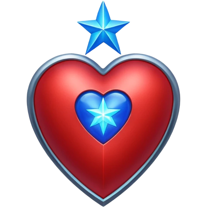 A red armor heart with a glowing blue star in the center emoji