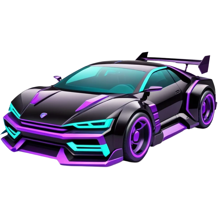 futuristic black purple and cyan cyberpunk car emoji