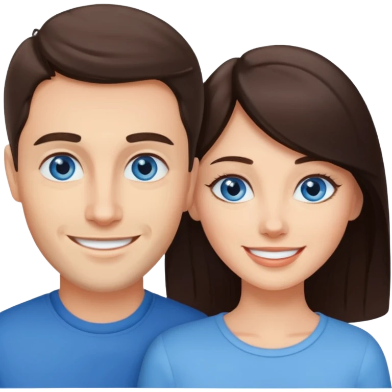 caucasian brunette blue eyes couple  emoji