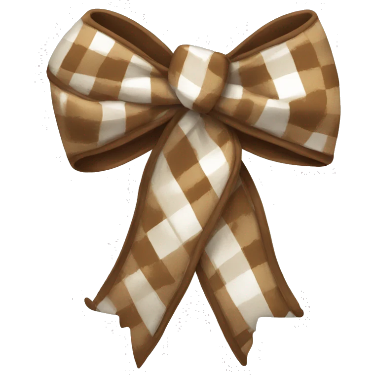 Brown and white plaid bow emoji