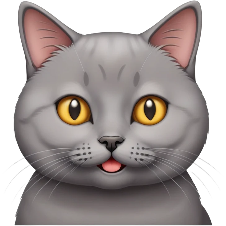 British short-hair cat with a silly face emoji