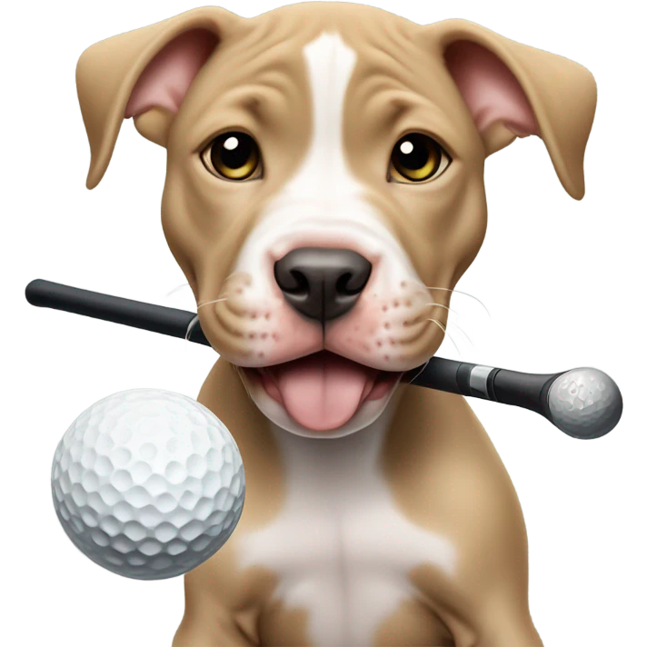 Cute all tan pitbull puppy golfing emoji