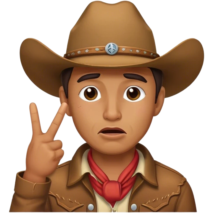 Cowboy crying while kissy face and peace sign  emoji