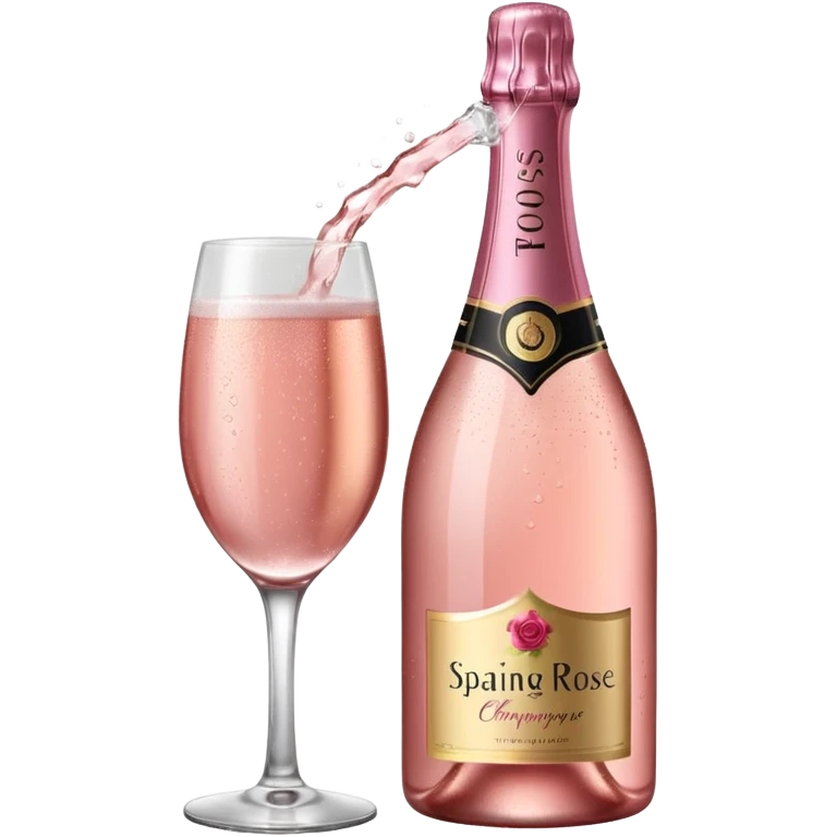 bottle of sparkling rose champagne tilted sideways emoji