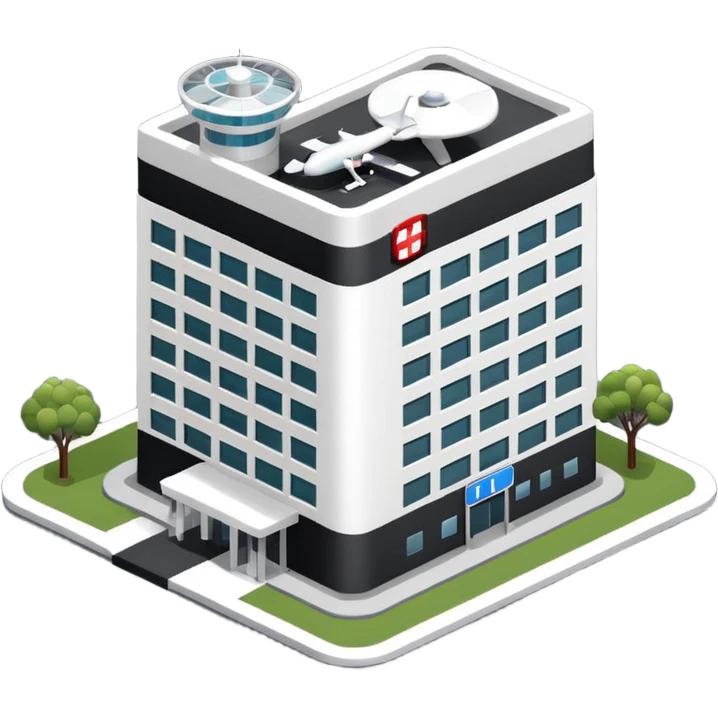 hospital isometric view building with heliport emoji