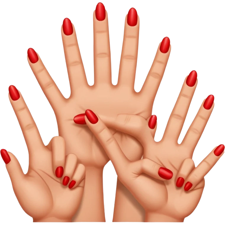I want the thumb, middle, and index fingers pointing upwards, and the others pointing downwards, and they should be red. emoji
