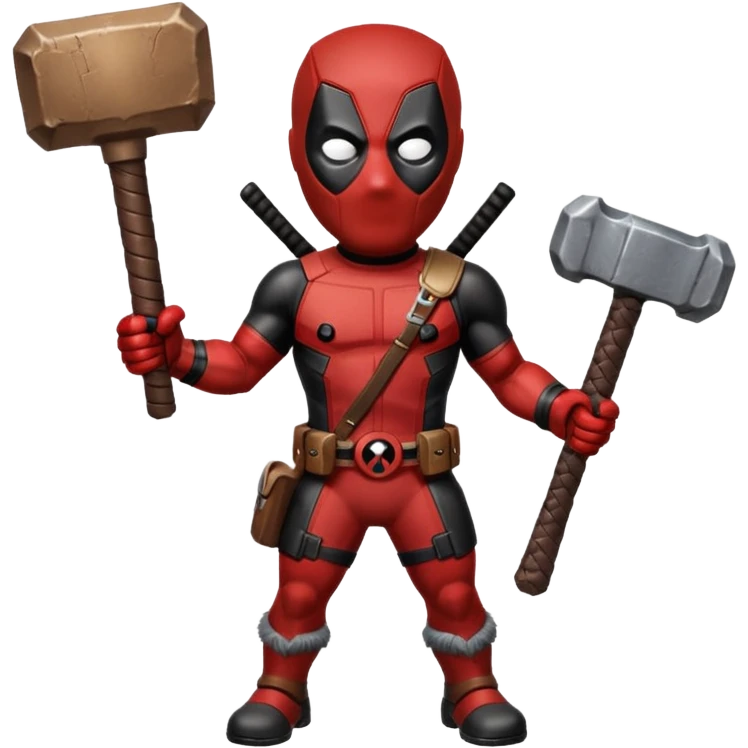 Deadpool holding thors hammer emoji