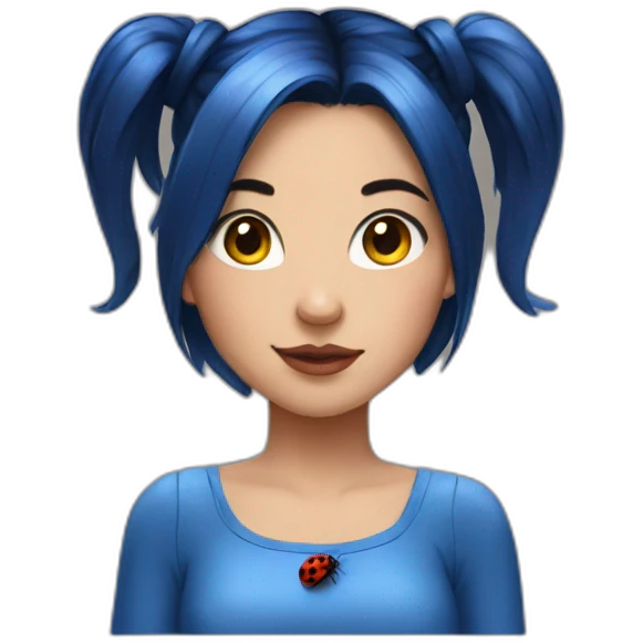 girl with dark blue hair twintails and ladybug costume emoji