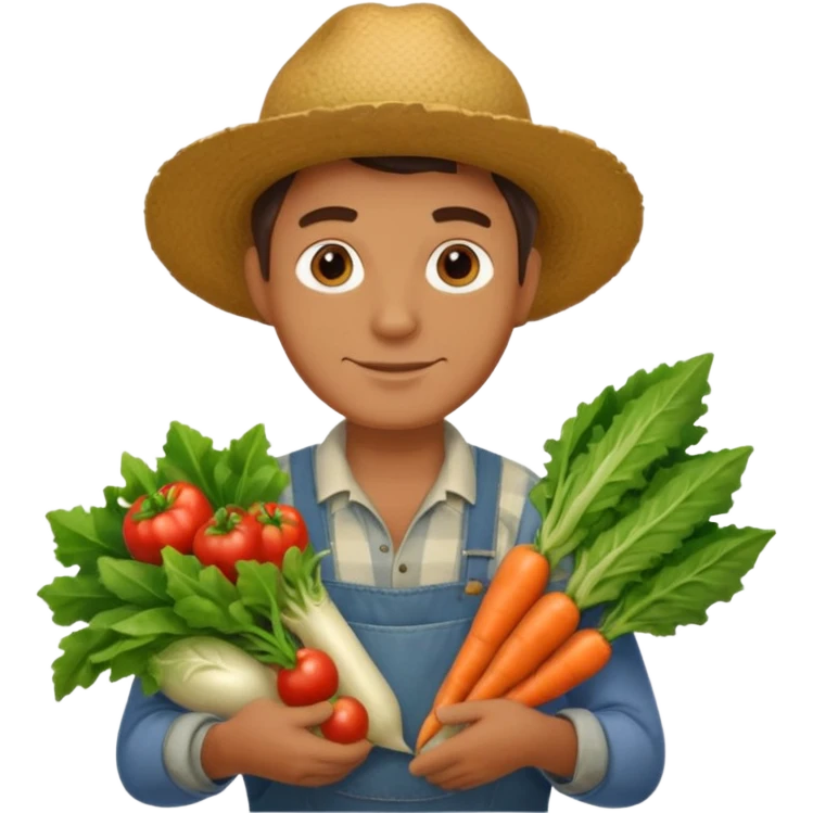 farmer man holding vegetables emoji