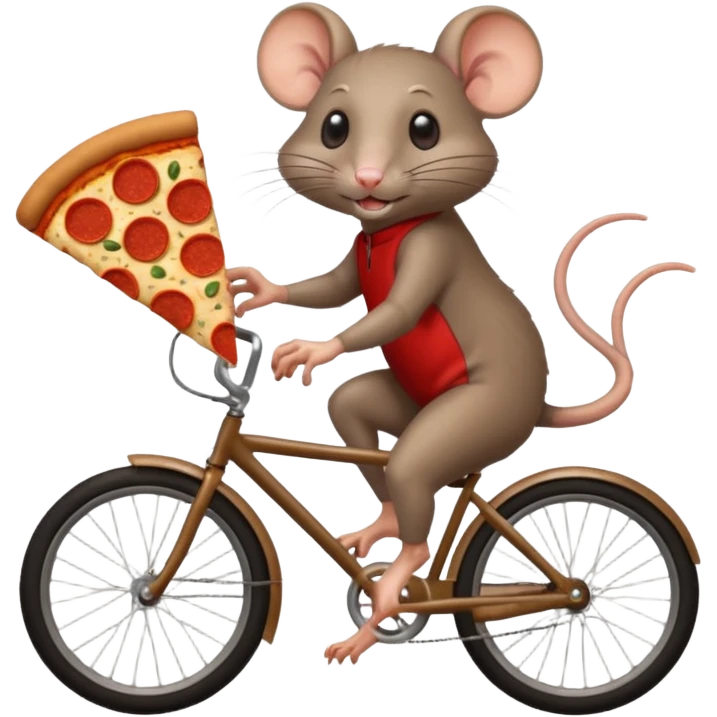 rat stealing pizza on a bike, 4 legs emoji