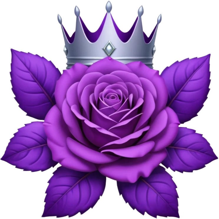 Purple rose with silver crown and a purple emblem leaf wreath emoji