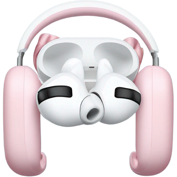 AirPods Pro, Two light pink bows were tied on either side of the headset emoji