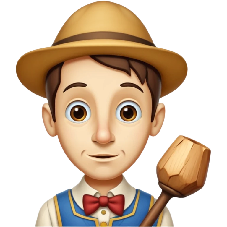 pinocchio liar with a long narrow nose of wood emoji