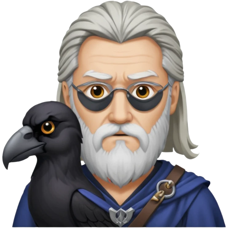 norse god odin with eyepatch on his left eye and raven on his shoulder emoji