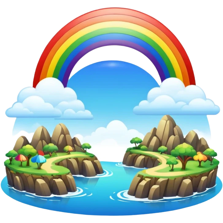 Rainbow Bridge – Arched rainbow connecting flying islands. emoji