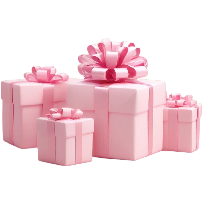 Light pink Christmas gifts under a white Christmas tree  emoji