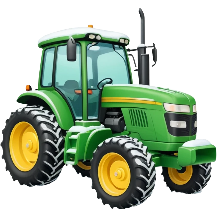 Bigger Green tractor with yellow blade pushing snow emoji