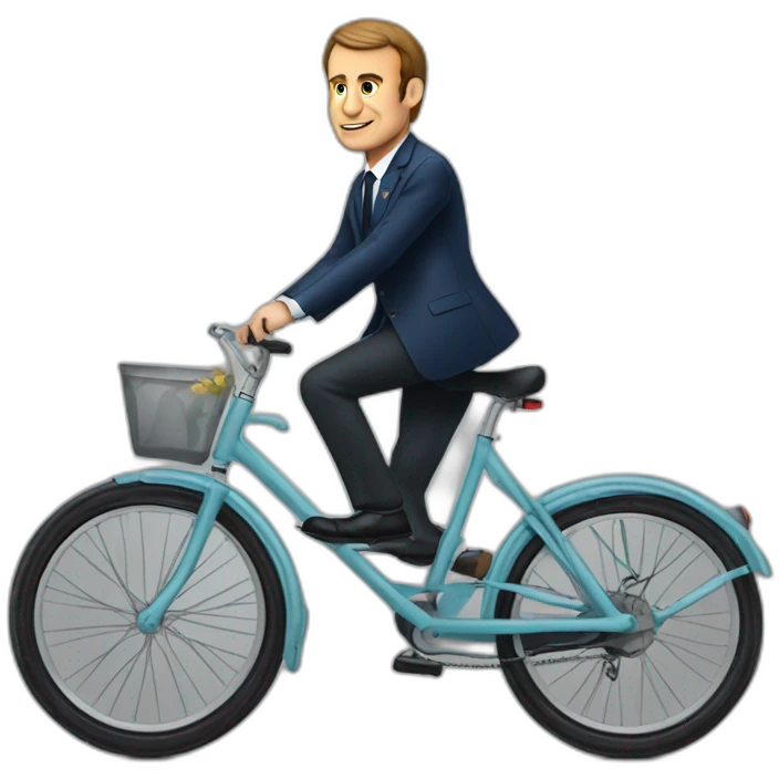 Macron sur un vélo emoji