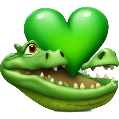 crocodile holding a green heart emoji
