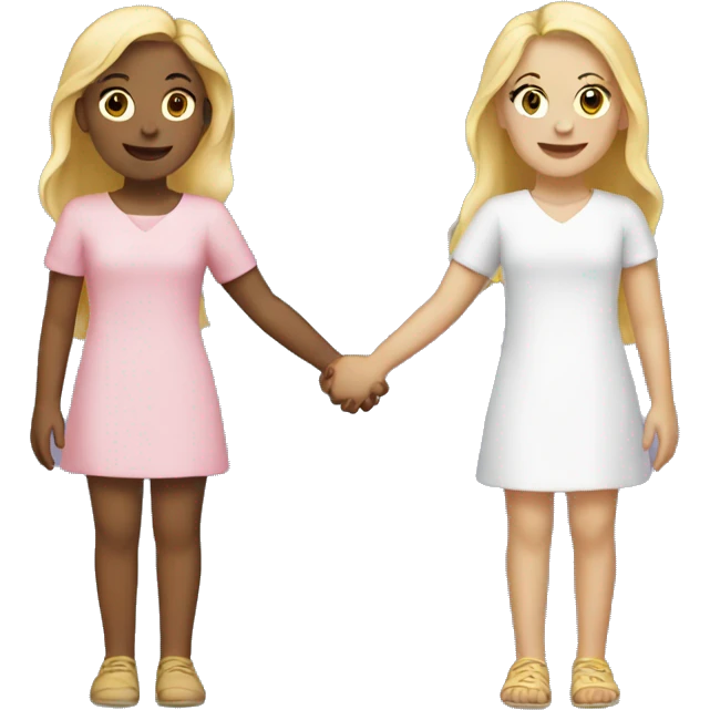 2 blonde girls holding hands emoji