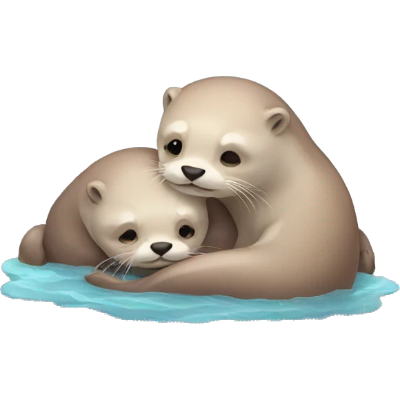 Pastel otters hugging emoji