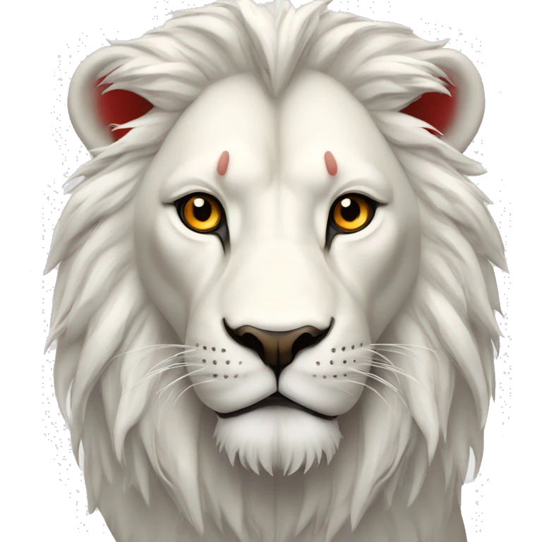 Lion blanc sauvage avec des yeux rouge emoji