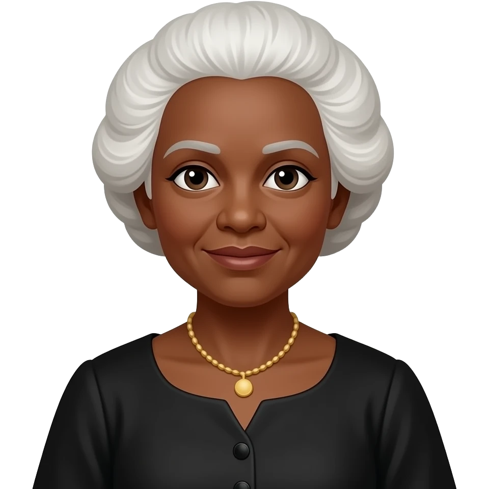 Mary McLeod Bethune with white hair, black dress emoji