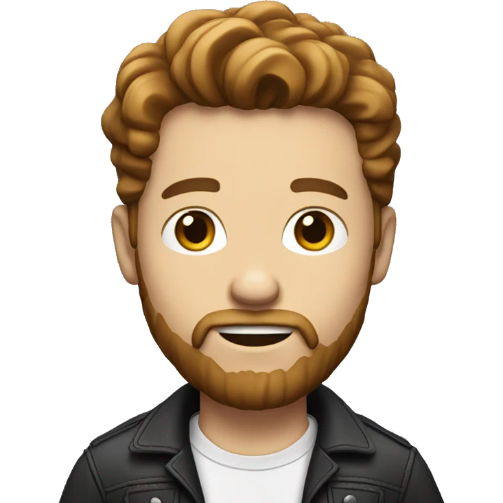 White guy with bright brown hair and beard. With a microphone in him hand emoji