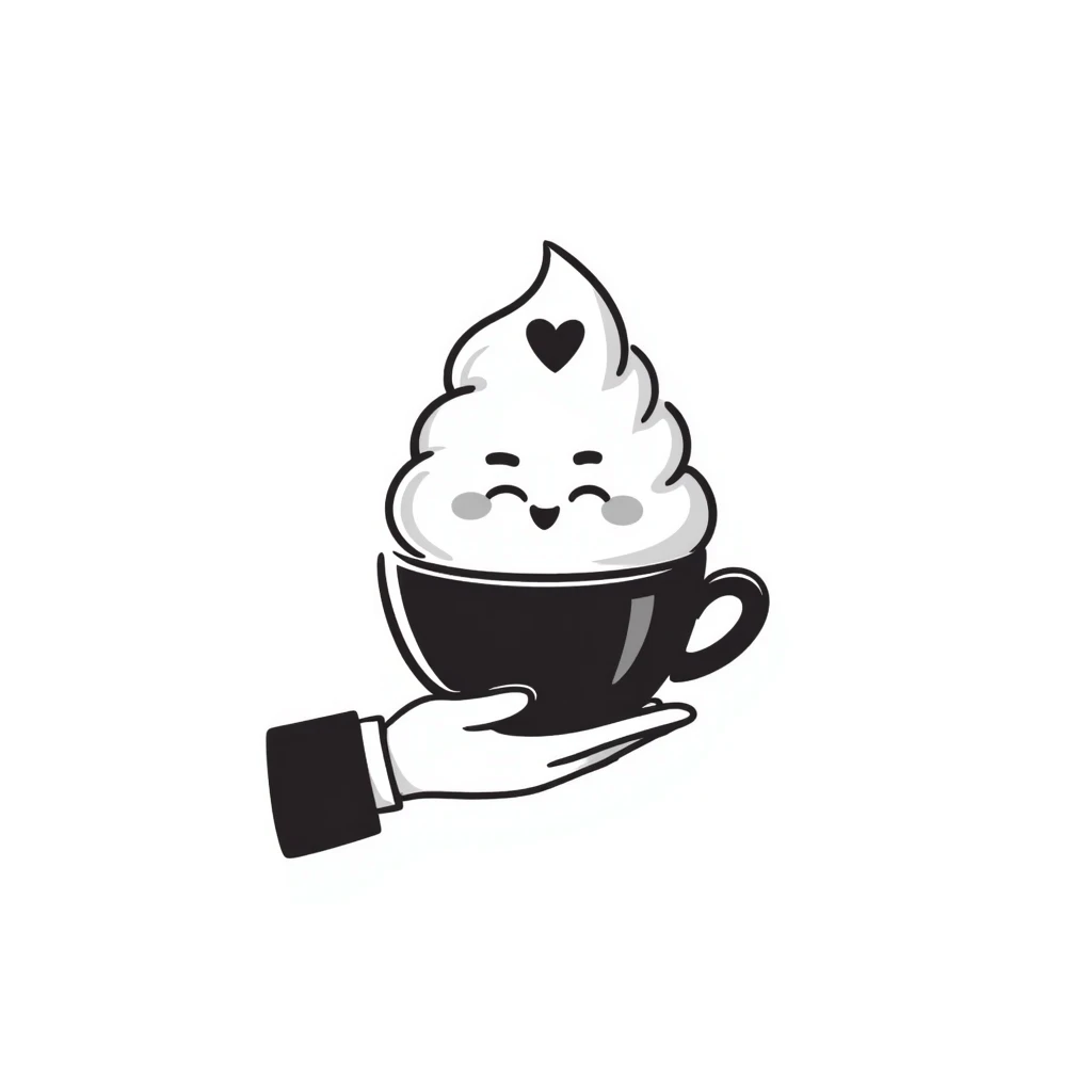 cute cafe latte art with heart shape and smiling face emoji