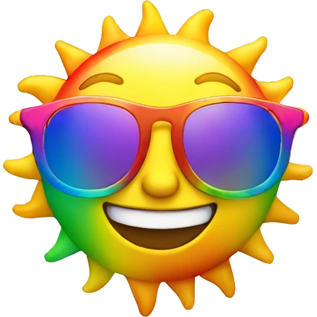 smiling sun wearing rainbow sunglasses emoji