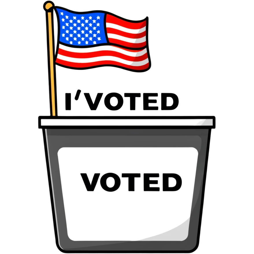 I voted sticker with American flag emoji