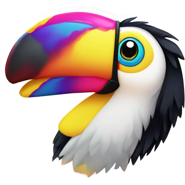 Lisa frank toucan with rainbow beak and feathers emoji