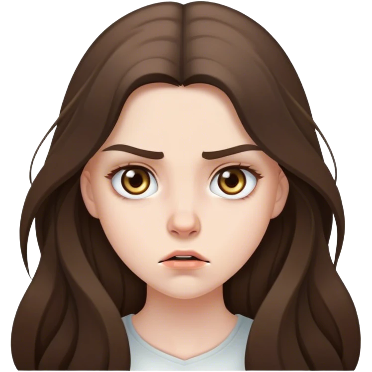  beautiful pale brunette girl with long hair pissed off eyes around emoji