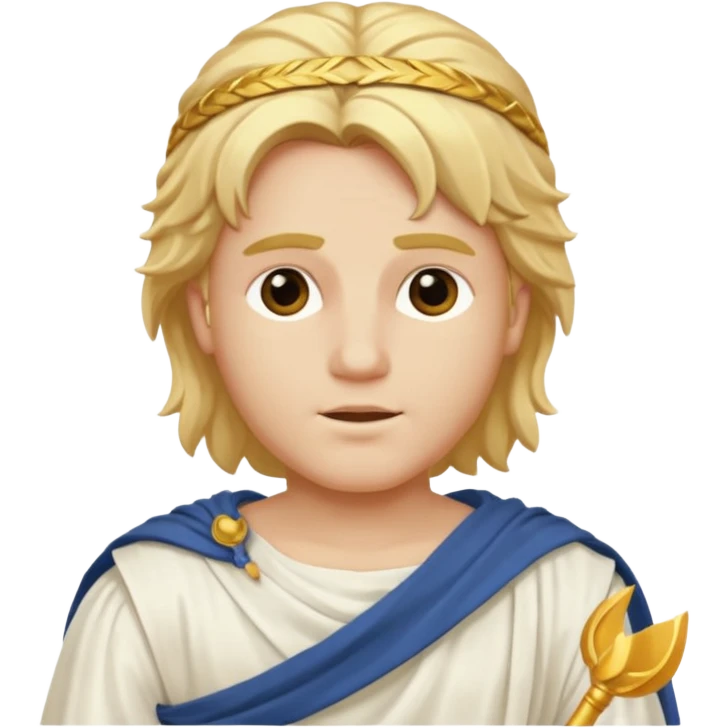 Apollo, God of Light from Gods and Goddesses with long golden blonde hair, white outfit emoji