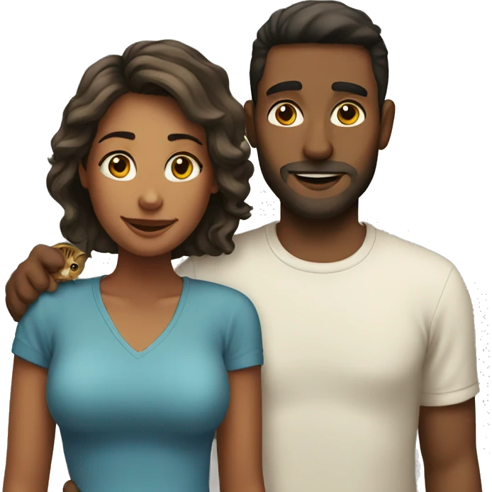a couple with a cat emoji